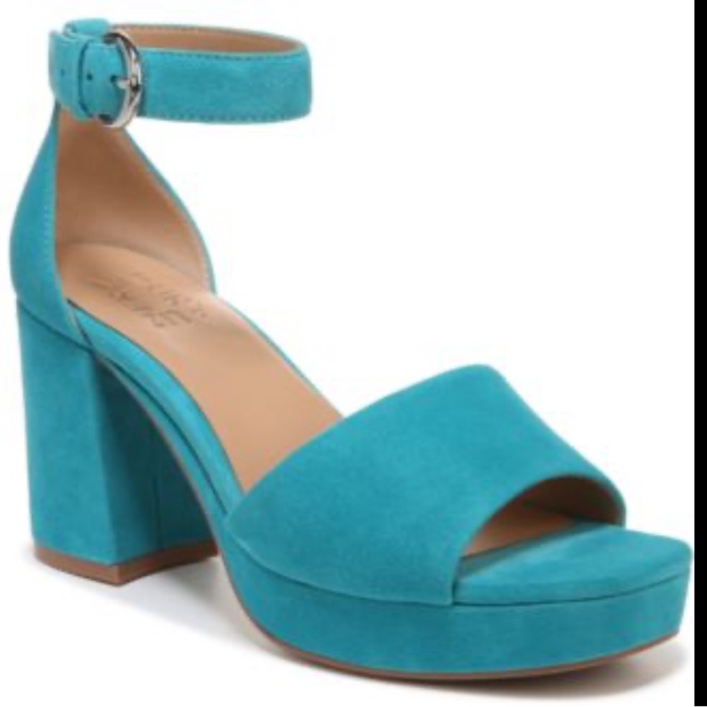 NATURALIZER PEARLYN Turquoise TEAL OpenToe Block Heel Sandals NEW 5.5 SUEDE 35.5